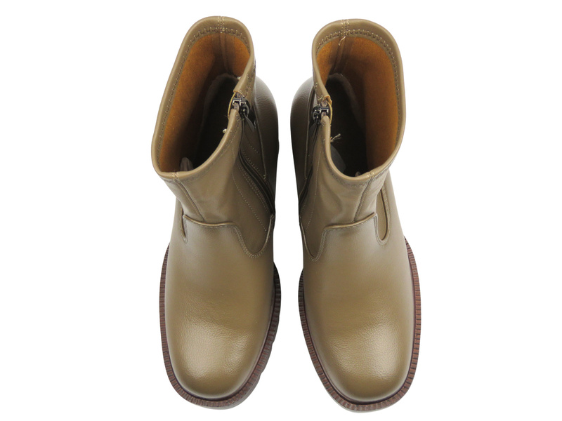 Damskie botki na obcasie - Potocki 25-12419, khaki