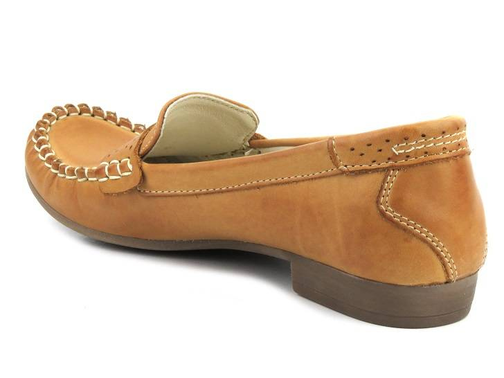 Skórzane mokasyny damskie ze skóry naturalnej - Helios J.01, brązowe