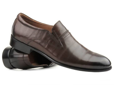 Eleganckie loafersy, półbuty męskie - JOHN DOUBARE 720-82-132, brązowe
