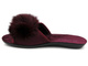 Miękkie kapcie damskie z futerkowym pomponem - INBLU NP-6V, bordowe