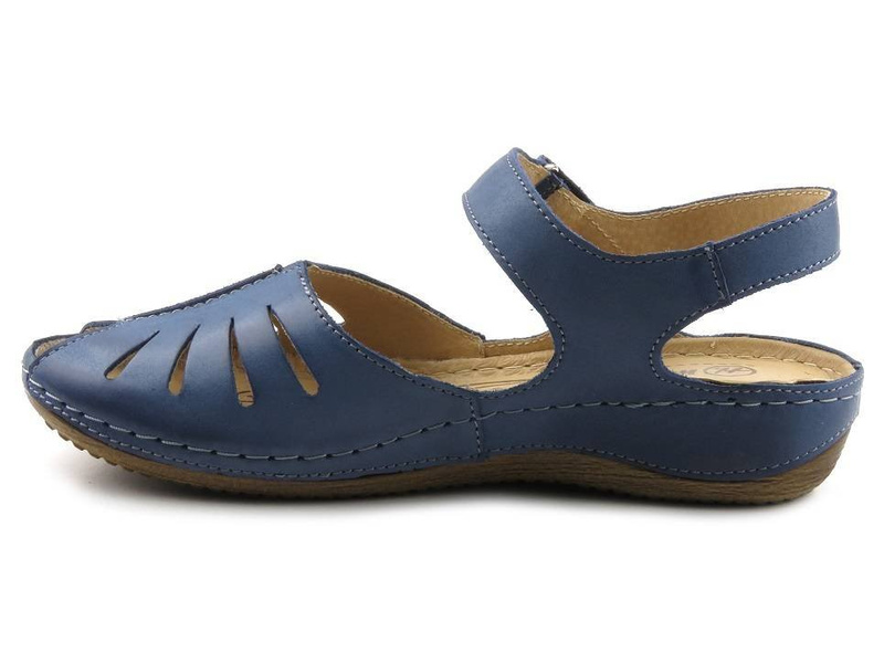 Sandały damskie z przewiewną cholewką - HELIOS Komfort 4009, granatowe
