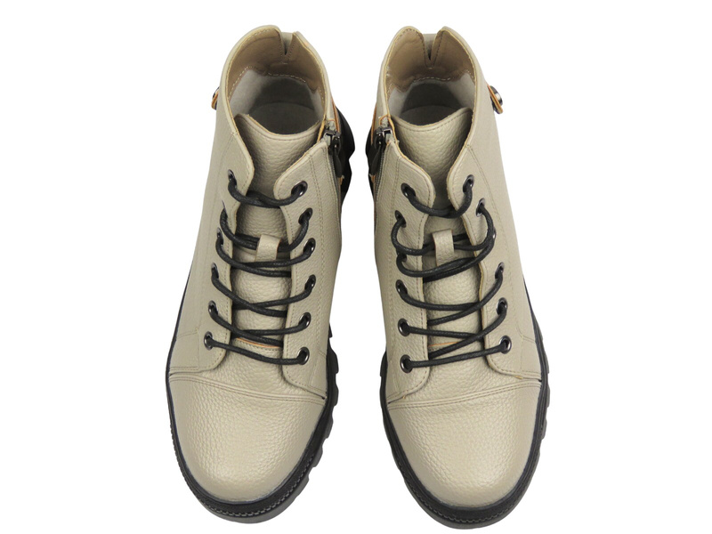 Ocieplane botki damskie - Potocki 25-19317, khaki lico