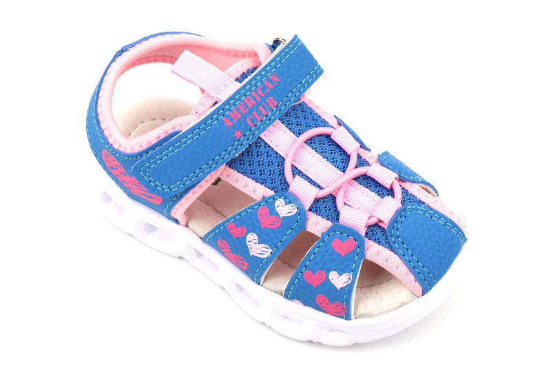 Sportowe sandały dziecięce świecące - American Club RL 113/23, niebieskie