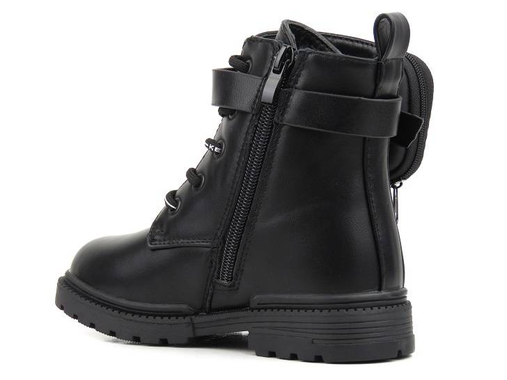 Ciepłe botki, trapery dziecięce z wełną - MISS E 5252, czarne