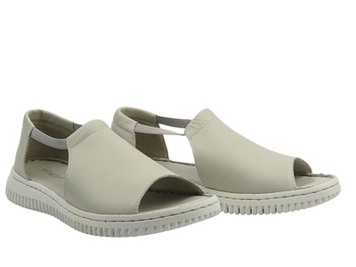 Skórzane sandały damskie białe Venezia L026LEWHOBS093