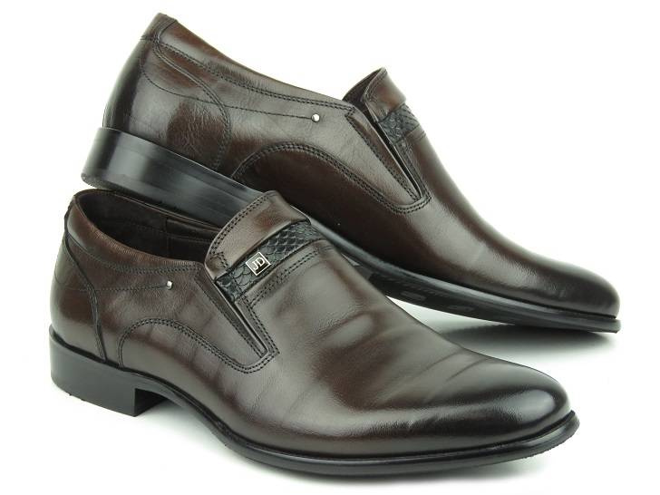 Eleganckie loafersy, półbuty męskie - JOHN DOUBARE Y705-1-433, brązowe