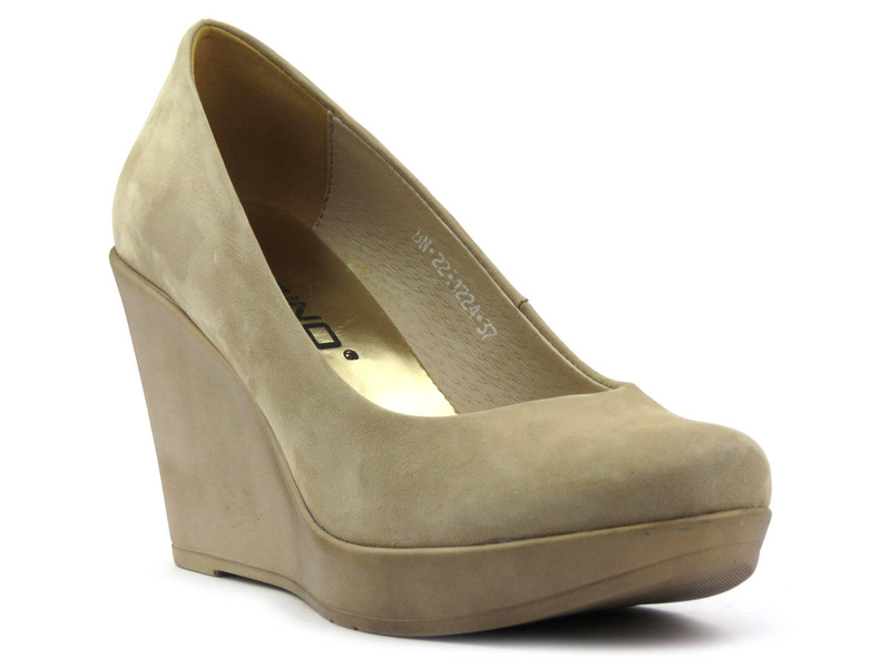 Wygodne czółenka na koturnie - Karino 1224/001, beżowe