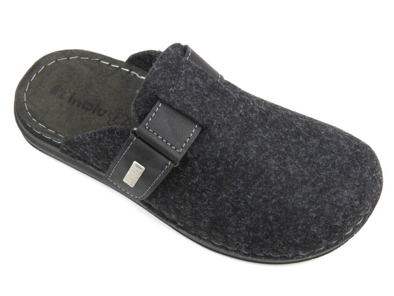 Filcowe kapcie męskie ze skórzaną wkładką - INBLU VE-02, ciemnoszare