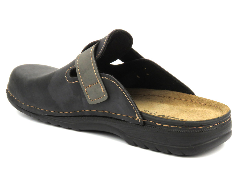 Zabudowane klapki męskie ze skórzaną wkładką czarne Inblu 35-23