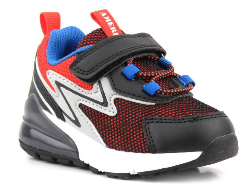 Buty sportowe chłopięce świecące - AMERICAN CLUB ES120/23, czarne