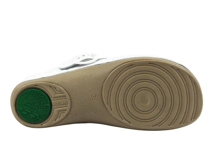 Wygodne skórzane klapki damskie białe Leon 991