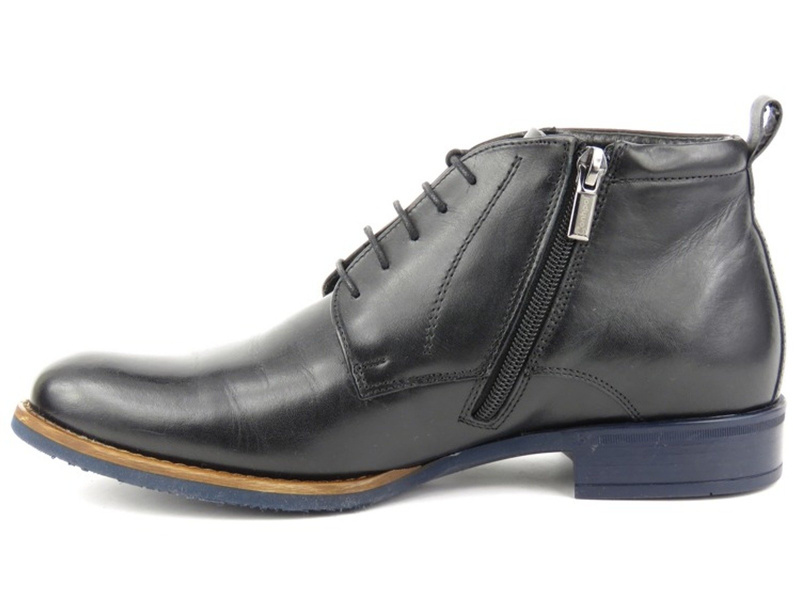 Eleganckie trzewiki męskie z polarem - Conhpol 4974, czarne