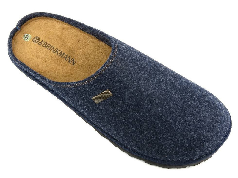 Filcowe kapcie męskie ze skórzaną wkładką - Brinkmann 220296-5, granatowe