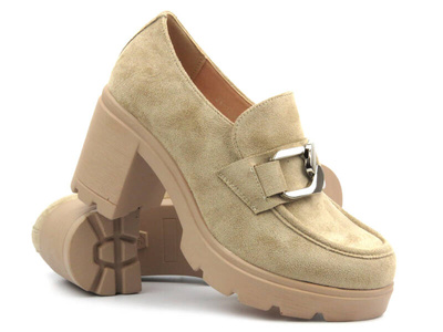 Eleganckie buty damskie - Potocki 24-12041, beżowe