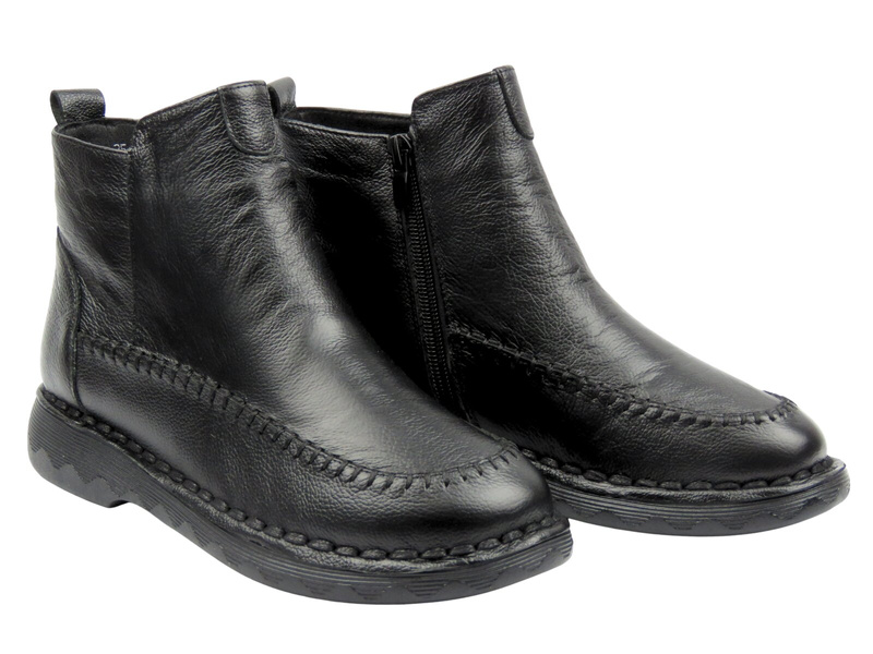 Skórzane botki damskie czarne Cambell 25-15304