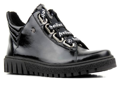 Botki damskie ze skóry lakierowanej - HELIOS Komfort 513, czarne 3