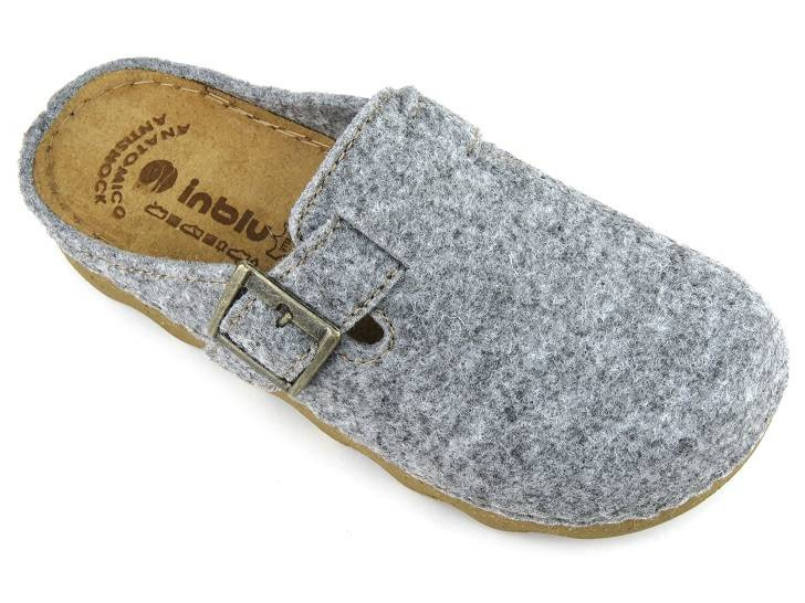 Filcowe kapcie damskie na korkowej podeszwie - Inblu POKS, szare