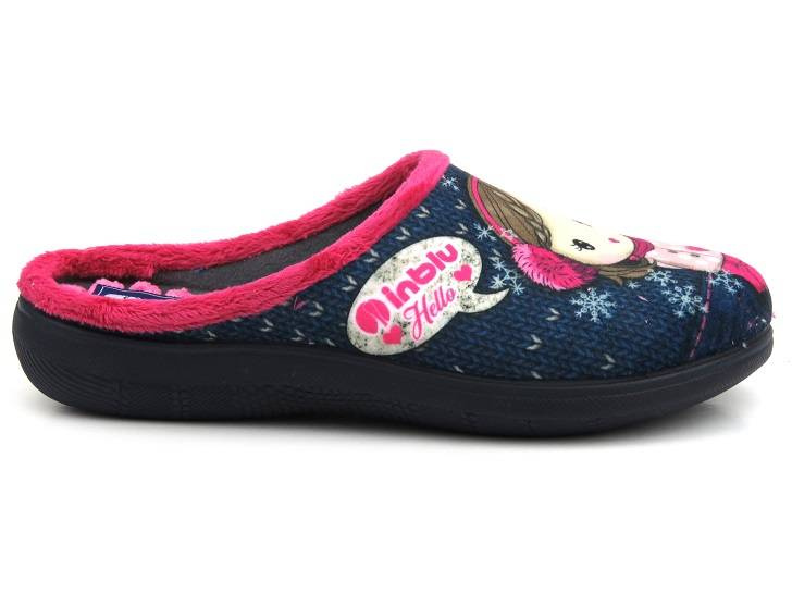 Kapcie damskie, dziewczęce z miękką wkładką - INBLU EC-82, granatowe