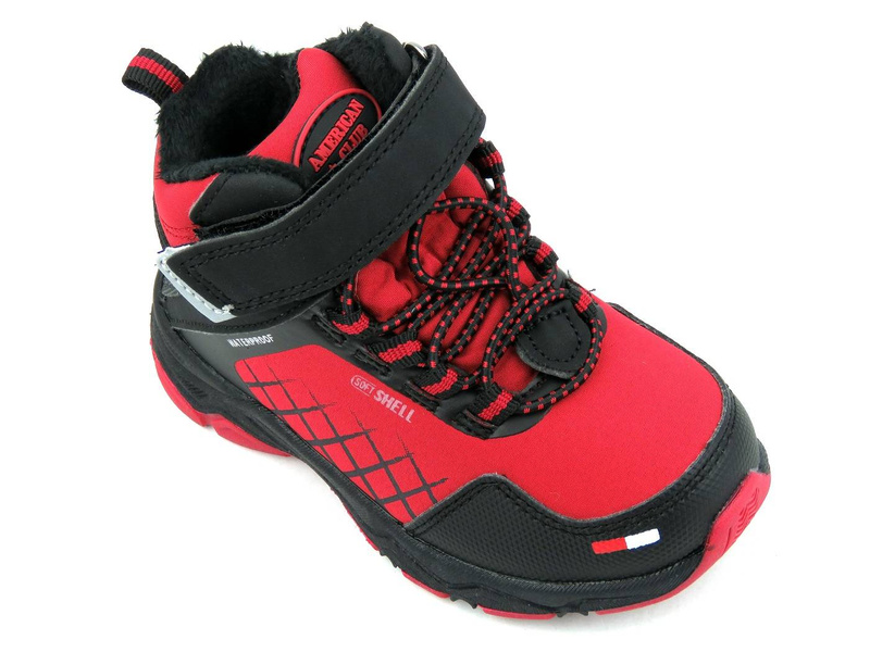 Śniegowce, buty zimowe dziecięce SoftShell - AMERICAN CLUB HL 36/21, czarno-czerwone