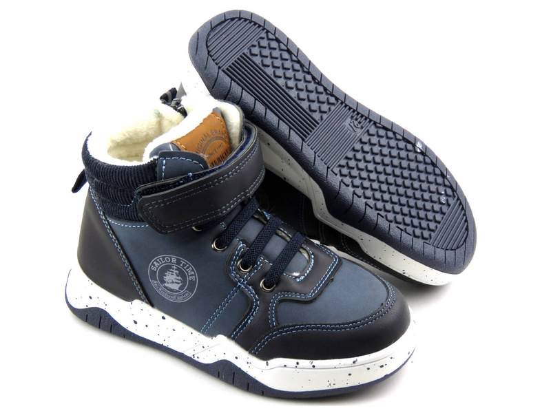Ocieplane buty dziecięce za kostkę - AMERICAN CLUB XD 74/22, granatowe