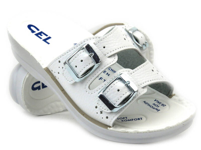 Klapki damskie  medyczne z żelową wkładką - Inblu VR6B, białe