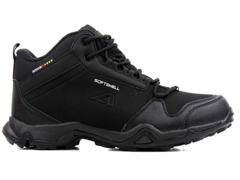 Wysokie trekkingi męskie z tkaniny SoftShell - AMERICAN CLUB WT63/21(22), czarne