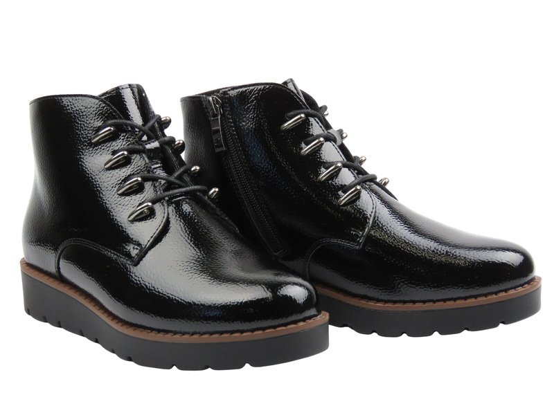 Ocieplane botki damskie - Potocki 25-19360, czarne