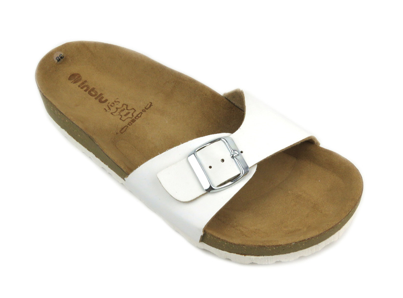 Klapki damskie z klamrą- INBLU Farich, białe