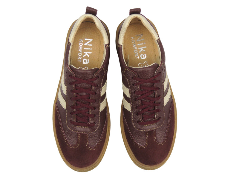 Skórzane półbuty damskie Nika Komfort 1503, bordowe