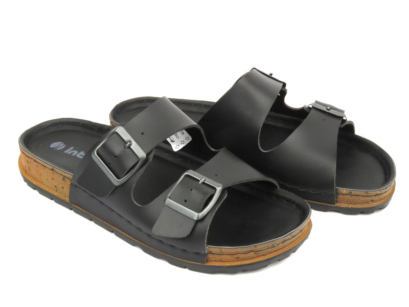 Klapki damskie z klamrami - INBLU Favignana, czarne