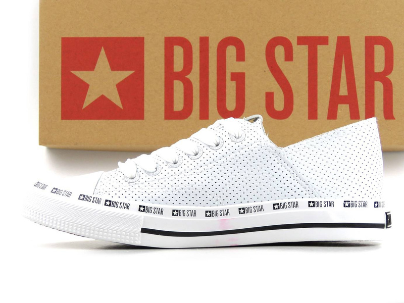 Trampki damskie z ażurową, przewiewną cholewką - BIG STAR FF274024, białe