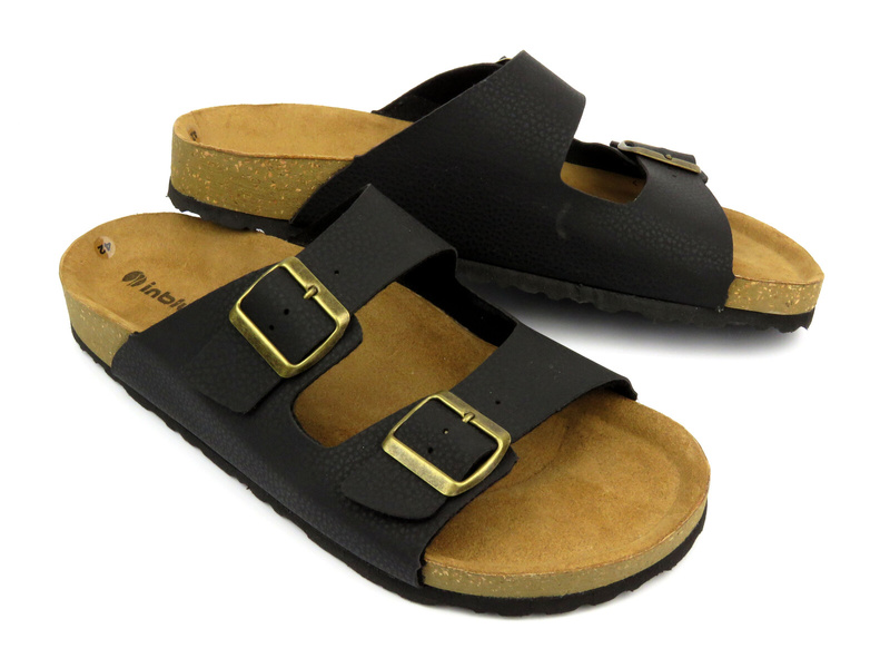 Klapki męskie z klamrami- INBLU Ricibi, czarne