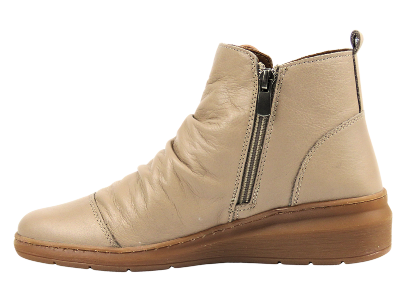 Skórzane botki damskie Nika Komfort 0117-9805, beżowe