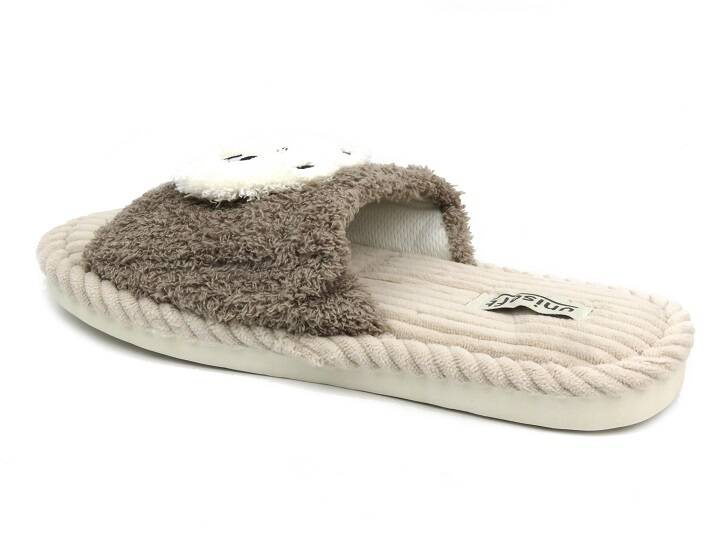 Futerkowe kapcie damskie - Unisoft 23PA11-6646, brązowe