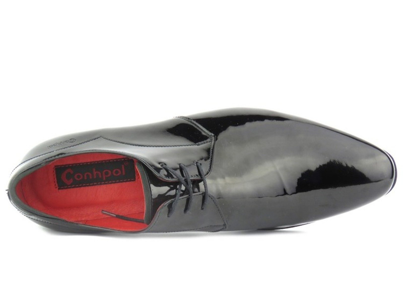 Derby męskie lakierowane Conhpol 4755, czarne