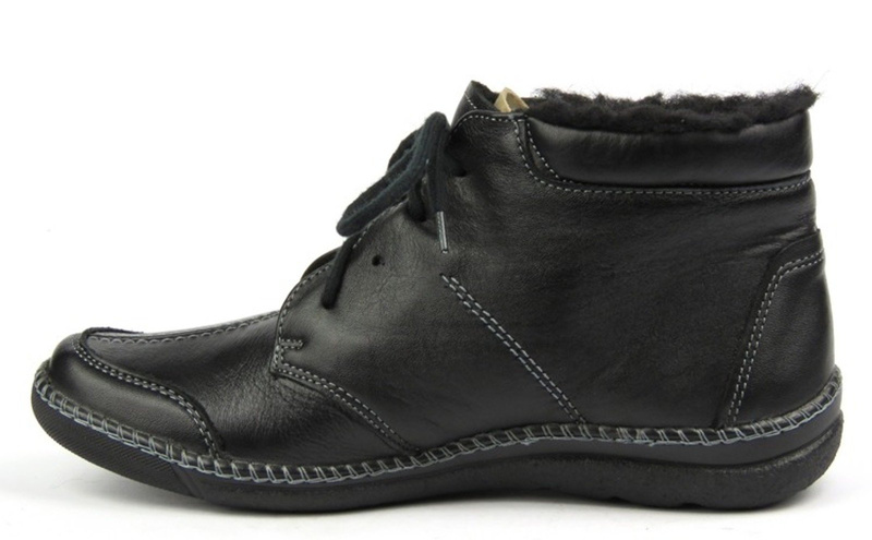 Botki damskie z wełną HELIOS 738, czarne