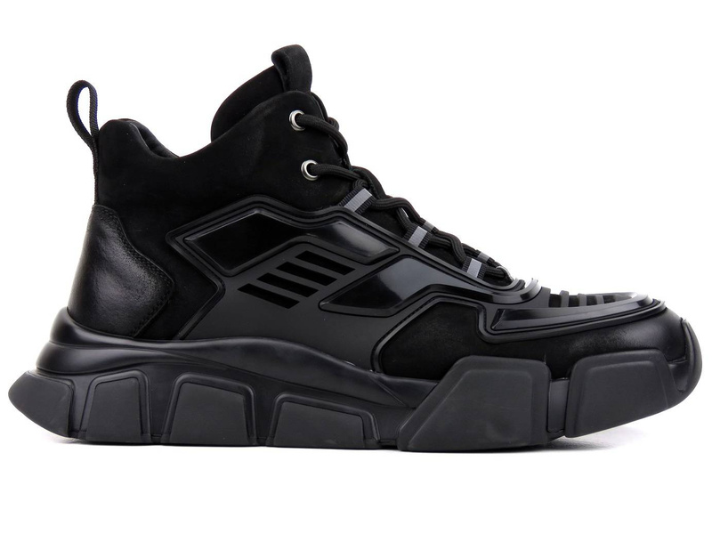 Kosmiczne sneakersy męskie z ociepleniem - JOHN DOUBARE H258-WG-487R, czarne