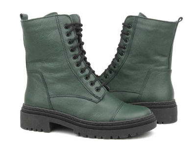 Ciepłe trzewiki, wysokie botki damskie - Wasak 0640, zielone
