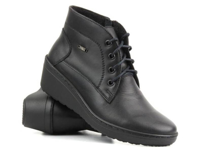 Botki, trzewiki damskie skórzane - HELIOS Komfort 554, czarne