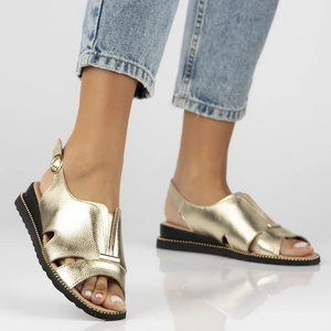 Skórzane sandały damskie złote Filippo DS4470/25