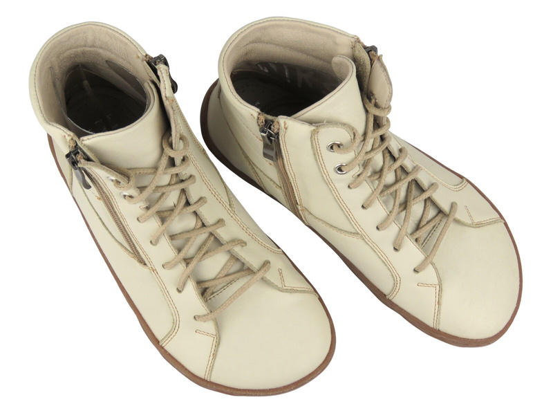 Barefoot skórzane minimalistyczne botki damskie Nika Komfort 1464, beżowe