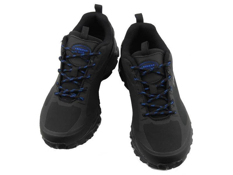 Trekkingi męskie młodzieżowe czarno-niebieskie American Club Softshell HL 18/21