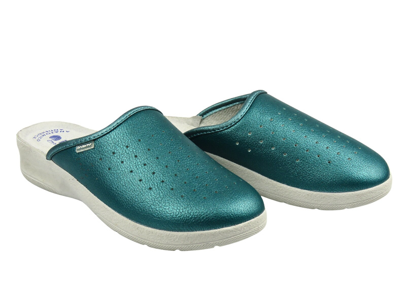 Skórzane klapki damskie Inblu 50-33N, zielone