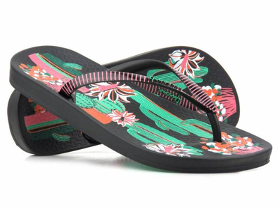 Japonki damskie plażowe, basenowe IPANEMA 83326, czarno-zielone