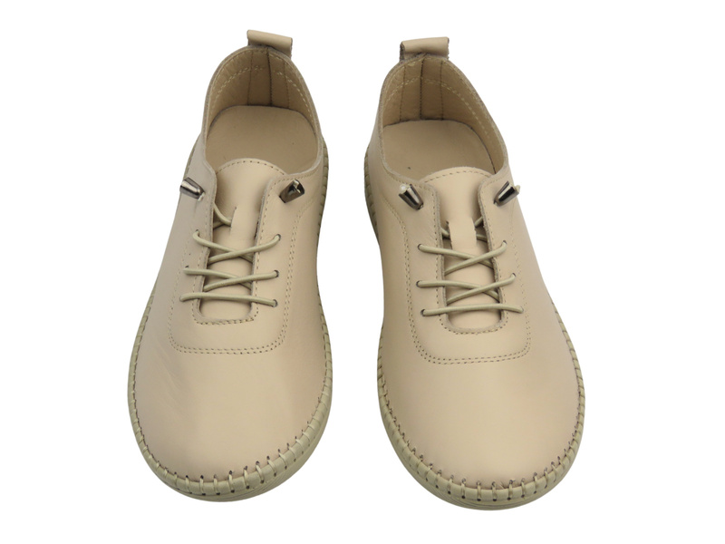 Skórzane półbuty damskie w sportowym stylu jasnoszare Nika Komfort H2023