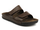 Skórzane klapki męskie na rzepy ciemnobrązowe INBLU FM-1U
