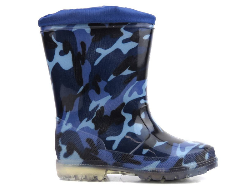 Wysokie kalosze dziecięce moro - WOJTYŁKO 4321G, granatowe