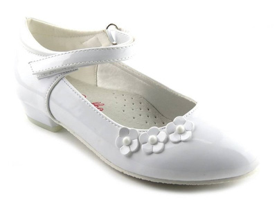 Półbuty, czółenka dziecięce dziewczęce Wojtyłko 5B1357B, białe