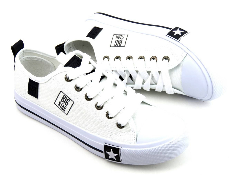 Trampki damskie przed kostkę - BIG STAR JJ274255, białe
