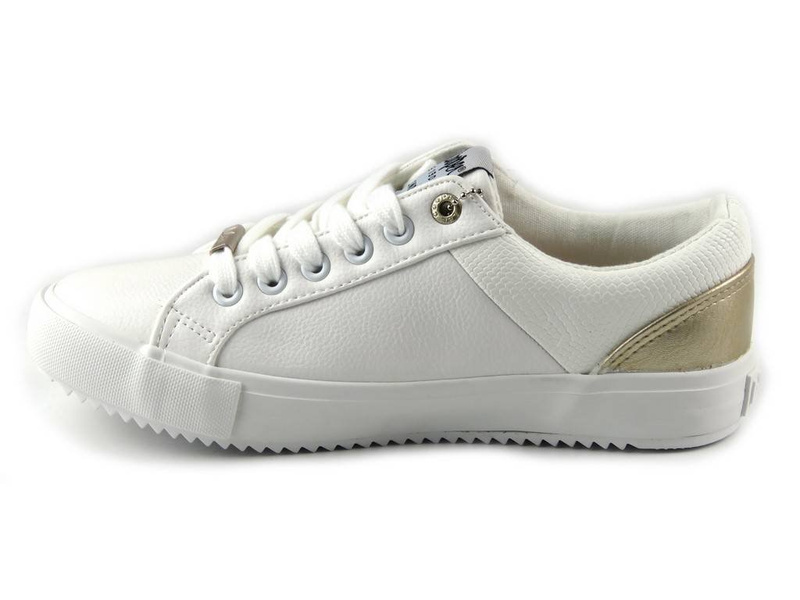 Sneakersy, trampki damskie Lee Cooper 042, białe ze złotem